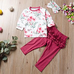 Kids Toddler Girls' Clothing Set Long Sleeve White Graphic Print Active Regular 2-8 Years Lightinthebox