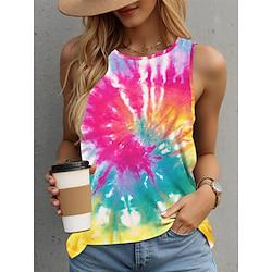 Women's Tank Top Tie Dye Vest Rainbow Sleeveless Casual Daily Vacation Crew Neck Summer Lightinthebox