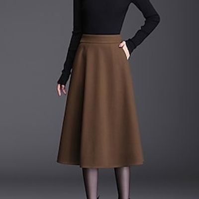 Women's Skirt Long Skirt Midi Black Coffee Skirts Fall Winter Ruched Elegant Fashion Casual Street Daily M L XL Lightinthebox Women's Skirt Long Skirt Midi Black Coffee Skirts Fall Winter Ruched Elegant Fashion Casual Street Daily M L XL Lightinthebox