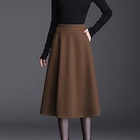 Women's Skirt Long Skirt Midi Black Coffee Skirts Fall Winter Ruched Elegant Fashion Casual Street Daily M L XL Lightinthebox - thumbnail