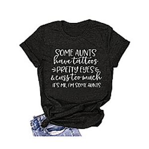 missjoy it's me,i'm some aunts women graphic soft t-shirt letter printed short sleeve casual tee novelty tops blouse dark grey Lightinthebox