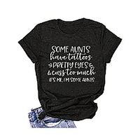 missjoy it's me,i'm some aunts women graphic soft t-shirt letter printed short sleeve casual tee novelty tops blouse dark grey Lightinthebox - thumbnail