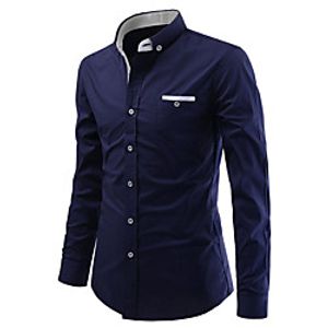 Men's Shirt Solid Colored Long Sleeve Casual Tops Fashion Button Down Collar White Black Red / Work miniinthebox