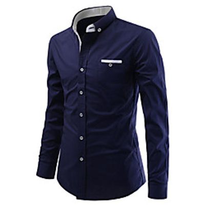 Men's Shirt Solid Colored Long Sleeve Casual Tops Fashion Button Down Collar White Black Red / Work miniinthebox