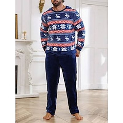 Men's Christmas Pajamas Loungewear Pajama Set Pajama Top and Pant 2 Pieces Graphic Prints Snowflake Stylish Casual Comfort Home Christmas Daily Flannel Thermal Warm Comfort Warm Crew Neck Long Sleeve Lightinthebox Men's Christmas Pajamas Loungewear Pajama Set Pajama Top and Pant 2 Pieces Graphic Prints Snowflake Stylish Casual Comfort Home Christmas Daily Flannel Thermal Warm Comfort Warm Crew Neck Long Sleeve Lightinthebox