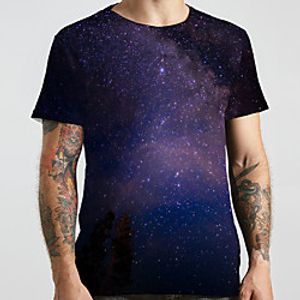 Men's Unisex Tee T shirt 3D Print Galaxy Graphic Prints Plus Size Print Short Sleeve Casual Tops Basic Designer Big and Tall Black Lightinthebox