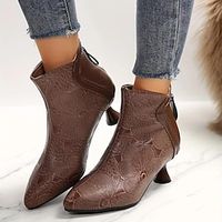 Women's Boots Heel Boots Outdoor Daily Booties Ankle Boots Sparkling Glitter Stiletto Heel Pointed Toe Elegant Plush Casual PU Zipper Black Brown miniinthebox