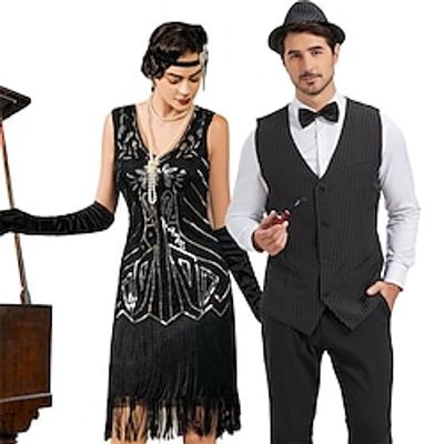 Retro Vintage Roaring 20s 1920s Flapper Dress Outfits Waistcoat Couples Costumes The Great Gatsby Gentleman Men's Women's Sequins Tassel Fringe Cosplay Costume New Year Party Prom Costume miniinthebox Retro Vintage Roaring 20s 1920s Flapper Dress Outfits Waistcoat Couples Costumes The Great Gatsby Gentleman Men's Women's Sequins Tassel Fringe Cosplay Costume New Year Party Prom Costume miniinthebox