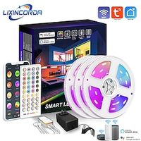 20m 65ft RGB Strip Lights Tuya Wifi Smart 5050 Bluetooth Voice Music Control 40 Key Remote APP Control Alexa Living Room Bedroom Decoration 5M/10M/15M/20M miniinthebox - thumbnail