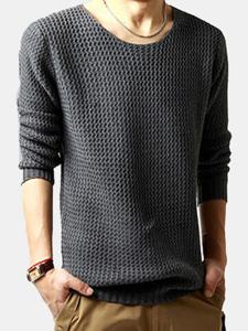 Solid Color Casual Knitted Sweater