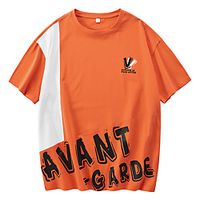 Men's T shirt Other Prints Color Block Print Short Sleeve Street Tops 100% Cotton Breathable Comfortable Yellow Orange Khaki Lightinthebox - thumbnail