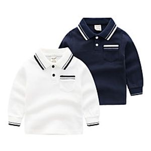 Kids Boys' Shirt Long Sleeve White Navy Blue Solid Color Indoor Outdoor Active Daily 3-6 Years miniinthebox