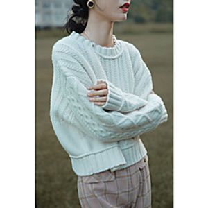 Women's Pullover Sweater Modern Style Solid Color Casual Long Sleeve Sweater Cardigans Round Neck Fall Winter Malachite Green Blue Red Wine miniinthebox
