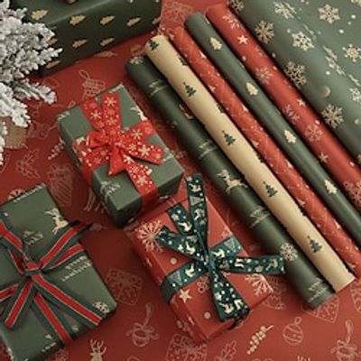 Christmas Wrapping Paper Wrapping Paper Gift Wrapping Birthday Gift Wrapping Paper Stamping Gift Wrapping Paper Birthday Party Holiday Wrapping Paper 5074CM miniinthebox