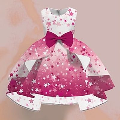 Valentines Girls' 3D Heart Stars Party Dress Pink Sleeveless 3D Print Summer Spring Fall Party Special Occasion Birthday Elegant Princess Beautiful Kids 3-12 Years Party Dress Swing Dress A Line Dress Lightinthebox