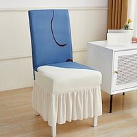 Spandex Dining Chair Cover with Skirt Farmhouse Stretch Chair Seat Slipcover Washable Cover Kitchen Protector for Dining Room Wedding Ceremony Durable miniinthebox - thumbnail