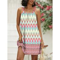 Women's Casual Dress Leaf Print Asymmetrical Midi Bohemia Vacation Sleeveless Summer Lightinthebox