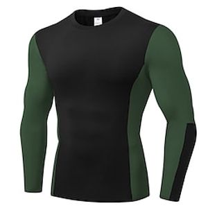 Men's Workout Shirt Compression Shirt Patchwork Long Sleeve Compression Clothing Athletic Athleisure Winter Breathable Quick Dry Sweat wicking Running Jogging Training Sportswear Activewear Color Lightinthebox