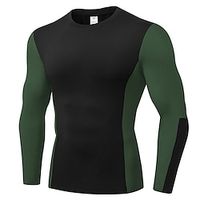 Men's Workout Shirt Compression Shirt Patchwork Long Sleeve Compression Clothing Athletic Athleisure Winter Breathable Quick Dry Sweat wicking Running Jogging Training Sportswear Activewear Color Lightinthebox - thumbnail