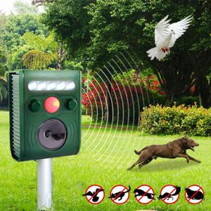 KCASA KC-JK369 Garden Ultrasonic PIR Sensor Solar Animal Repeller Strong Flash Light Bird Repel