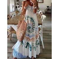 Women's Long Dress Maxi Dress Casual Dress Swing Dress Summer Dress Tie Dye Fashion Streetwear Outdoor Daily Holiday Print Sleeveless Strap Dress Regular Fit White Yellow Summer Spring S M L XL Lightinthebox
