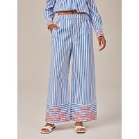 Summer Striped Embroidered Wide-leg Pants Summer Striped Embroidered Wide-leg Pants