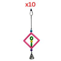 Pets Club Plastic Bird Toy With Bell H-30 Cm, W 10 Cm (Pack of 10)