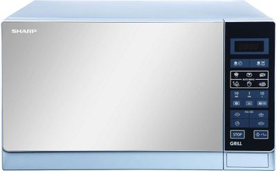 Sharp 25 Liters 1000 Watts Mirror Finished Digital Combination Microwave Oven with Grill, Silver - R75MT