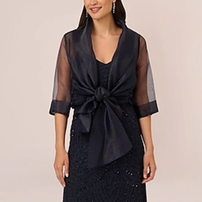 Shawls Women's Wrap Bolero Elegant Pure Half Sleeve Tulle Wedding Wraps With Bowknot For Wedding Guest Spring  Summer Lightinthebox