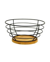 AQ RYU Bamboo Wire Fruit Basket Black 10 x 10 x 5.5 inch