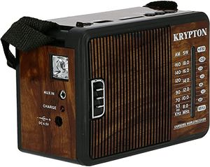 Krypton - Rechargeable Radio with Emergency Light - Brown, (KNR5095)