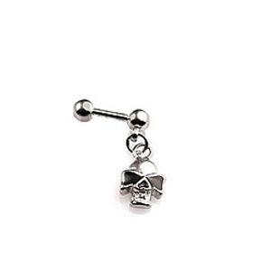 Anti-allergic Rhodium Skull Pattern Single Earring miniinthebox