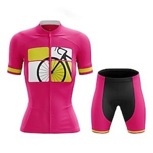 21Grams Women's Cycling Jersey with Shorts Short Sleeve Mountain Bike MTB Road Bike Cycling Pink Graphic Bike Breathable Moisture Wicking Quick Dry Spandex Sports Graphic Funny Clothing Apparel Lightinthebox