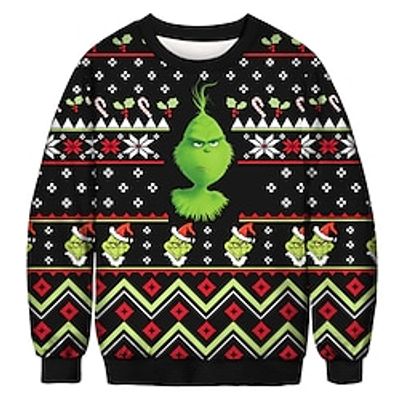 The Grinch Grinch Ugly Christmas Sweater / Sweatshirt Hoodie Print Front Pocket Graphic Hoodie For Men's Women's Unisex Adults' 3D Print 100% Polyester Party Festival miniinthebox