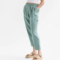 Women's Pants Trousers Linen Cotton Blend Plain Black Dark navy Casual Daily Ankle-Length Holiday Weekend Spring Summer Lightinthebox