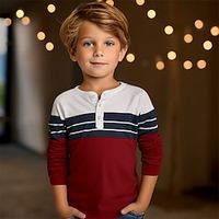 Boys 3D Stripe henley shirt Long Sleeve 3D Print Fall Winter Sports Fashion Streetwear Polyester Kids 3-12 Years Crew Neck Outdoor Casual Daily Regular Fit Lightinthebox - thumbnail