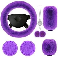 Frienda 6 Pieces Fluffy Car Accessories Set Fluffy Steering Wheel Cover Soft Fuzz Handbrake Cover Gear Shift Cover Bling Car Mirror Fuzz Car Decoration 2 Pieces Bling Car miniinthebox - thumbnail