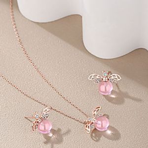 Women's Clear Pink Bridal Jewelry Sets Classic Bee Korean Cute S925 Sterling Silver Earrings Jewelry Rose Gold  Silver For Wedding Engagement 1 set Lightinthebox