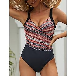 Women's Swimwear One Piece Normal Swimsuit Push Up Geometric Strapless Vacation Beach Wear Bathing Suits Lightinthebox