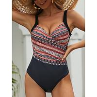 Women's Swimwear One Piece Normal Swimsuit Push Up Geometric Strapless Vacation Beach Wear Bathing Suits Lightinthebox - thumbnail