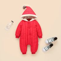 Baby Solid Hooded Down Rompers