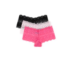 Womens 3 Pack Lace Panties  Black