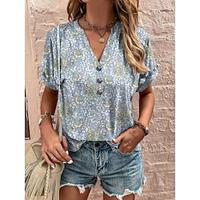 Women's Tunic Graphic Daily Print Pink Short Sleeve Vintage V Neck Summer Lightinthebox