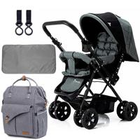 Teknum Reversible Look At Me Stroller With Diaper Bag & Hooks & Changing Pad - Grey CM_TKAL_RLMDPGY