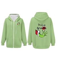The Grinch Grinch Ugly Christmas Sweater / Sweatshirt Outerwear Zip-Up Hoodie Print Front Pocket Graphic Outerwear For Men's Women's Unisex Adults' Hot Stamping 100% Polyester Party Festival miniinthebox - thumbnail