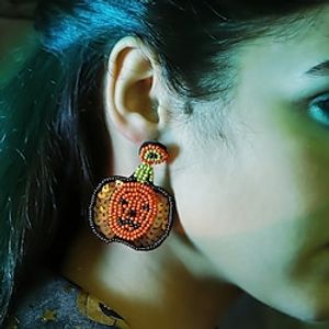 Women's Drop Earrings Fine Jewelry Classic Pumpkin Cool Statement Earrings Jewelry Red  Orange For Halloween 1 Pair Lightinthebox