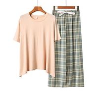 Women's Sleepwear Sets Flower Casual Comfort Home Daily Polyester Summer Spring Flower Print Lightinthebox - thumbnail