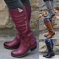 Women's Boots Daily Cowboy Boots Riding Boots Knee High Boots Mid Calf Boots Winter Chunky Heel Round Toe Casual Walking Shoes PU Zipper Solid Colored Black Red Coffee Lightinthebox Women's Boots Daily Cowboy Boots Riding Boots Knee High Boots Mid Calf Boots Winter Chunky Heel Round Toe Casual Walking Shoes PU Zipper Solid Colored Black Red Coffee Lightinthebox