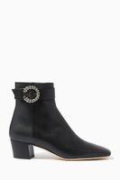 Myan 45 Ankle Boots with Crystal Buckle in Smooth Leather Myan 45 Ankle Boots with Crystal Buckle in Smooth Leather
