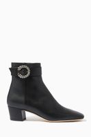 Myan 45 Ankle Boots with Crystal Buckle in Smooth Leather - thumbnail